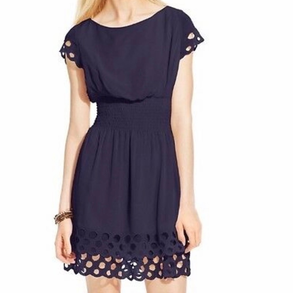 Bar III Dark Navy Blue Eyelet Dinner Dress
